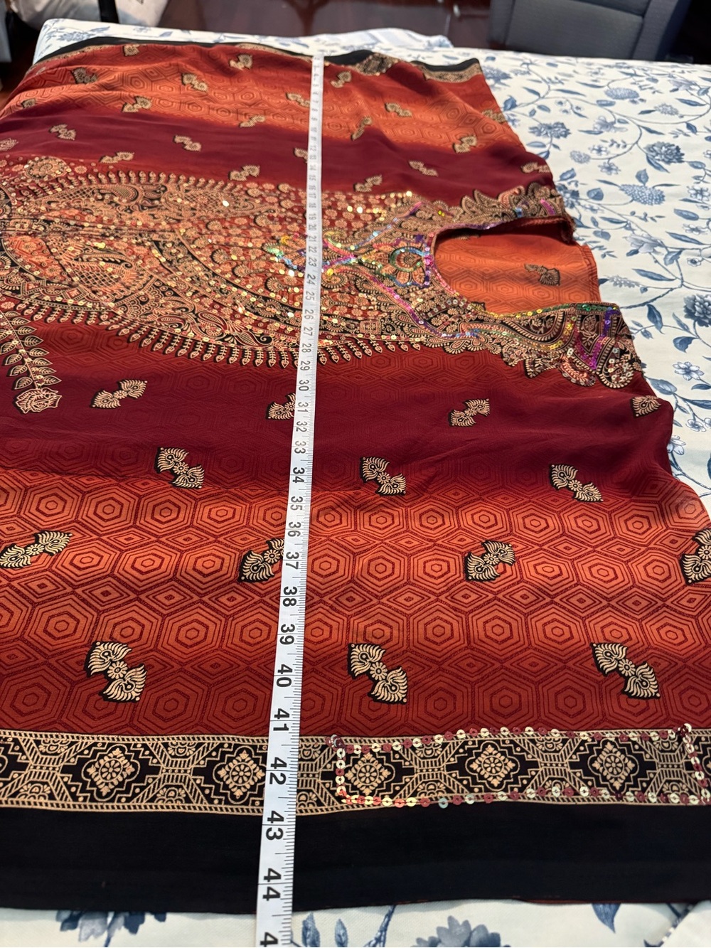 Embroidered Rust Paisley Caftan Dress - Picture 6 of 6